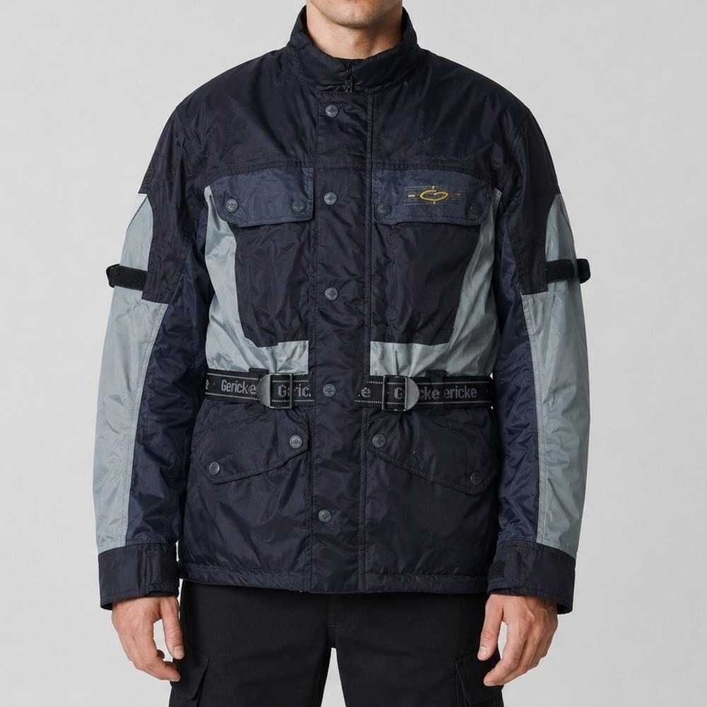 Hein Gericke Hi Dry Mens Motorcycle Jacket Black Grey Reflective Belted Large